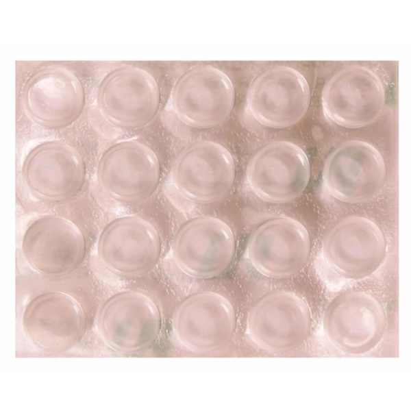 Pastille anti-bruit, anti-choc et antidérapante adhésive Ø 10 mm - Plastique transparent - Lot de 20