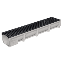 Caniveau béton polymère MEAGARD 200 avec grille passerelle fonte B125 - Largeur 200 mm - Longueur 1 m