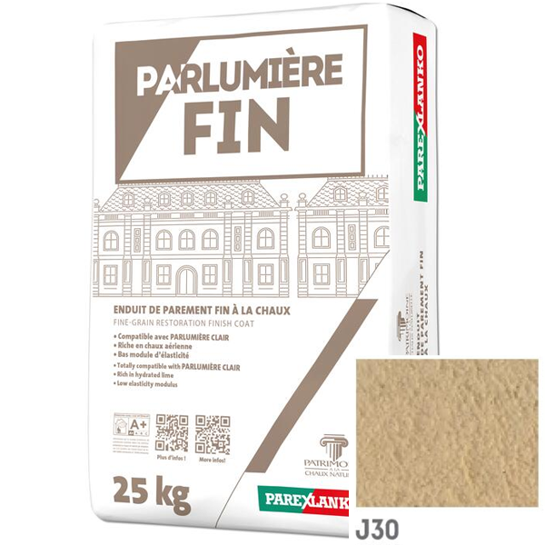 Enduit de parement à la chaux à grain fin Parexlanko Parlumière - J30 Opale - Sac de 25 KG