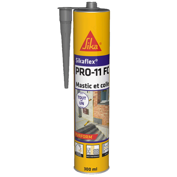 Mastic-colle PU pour étanchéité et collage - Sikaflex Pro 11 FC Purform Gris - Cartouche de 300 ml