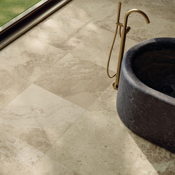 Carrelage sol intérieur effet pierre en grès cérame rectifié - Solithe - 60,0 CM x 60,0 CM - ép.9,00 MM - Clair