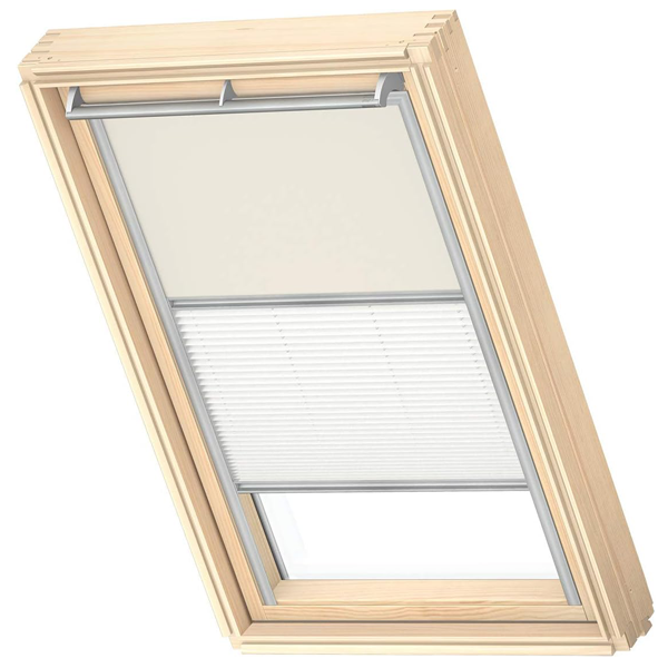 Store Duo occultant et tamisant Velux DFD-S pour fenêtre de toit SK06 - 114,0 CM x 118,0 CM - Beige/Blanc
