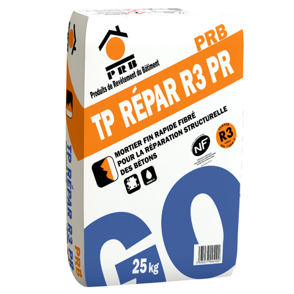 Mortier fin rapide fibré pour réparation structurelle des bétons - TP Répar R3 PR - sac de 25 kg