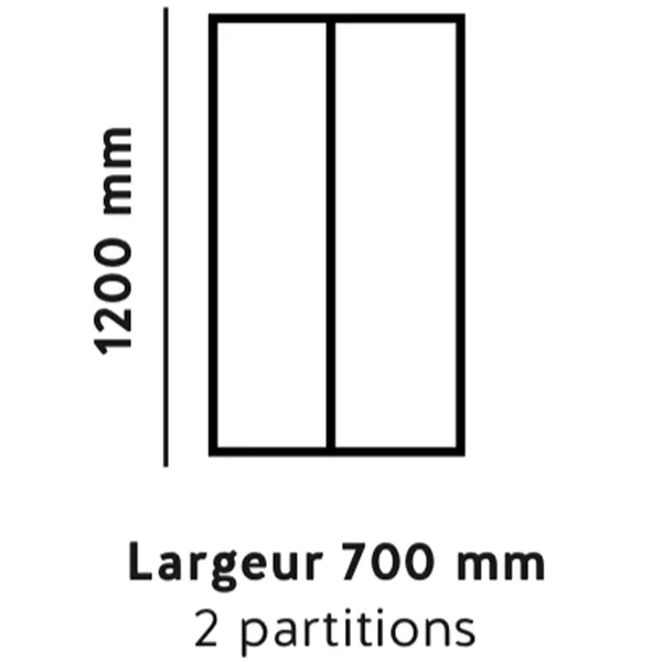 Verrière fixe type atelier - profil étroit alu noir mat - 2 partitions verre feuilleté clair - 1200,0 MM x 701,0 MM