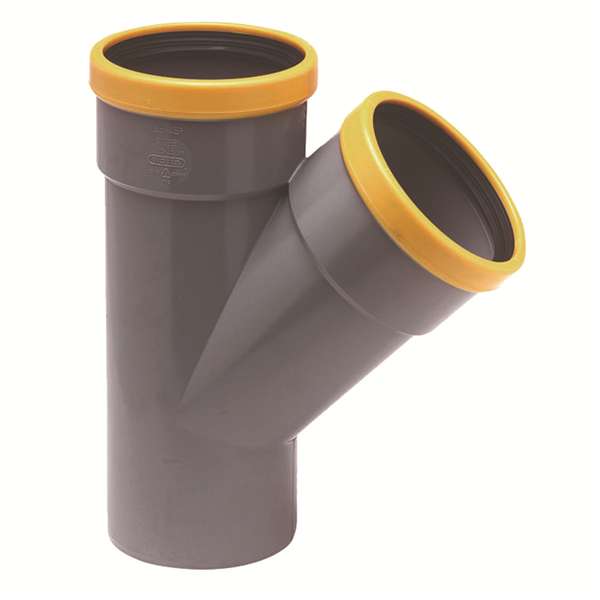 CULOTTE PVC CR8 MALE FEMELLE FEMELLE 45° 250X250 ASSAINISSEMENT A JOINT