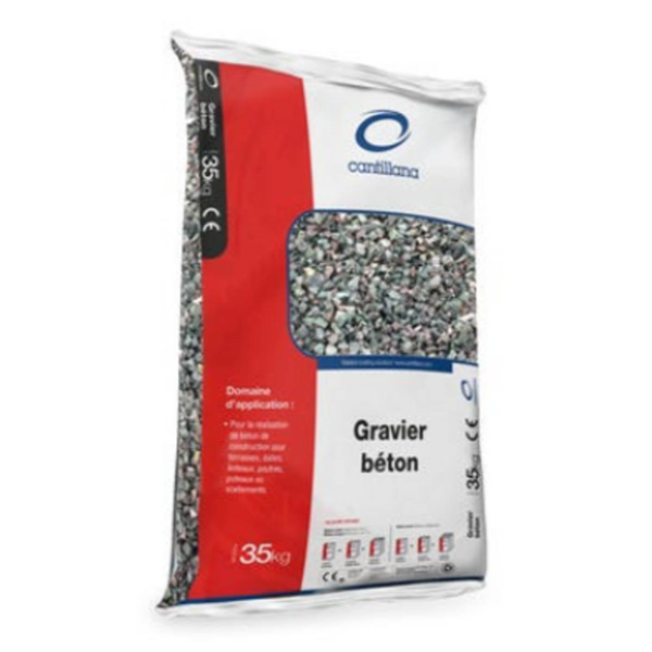 Gravillons pour béton gros oeuvre Obra granulométrie 6/16 Roulé - Sac de 35 kg