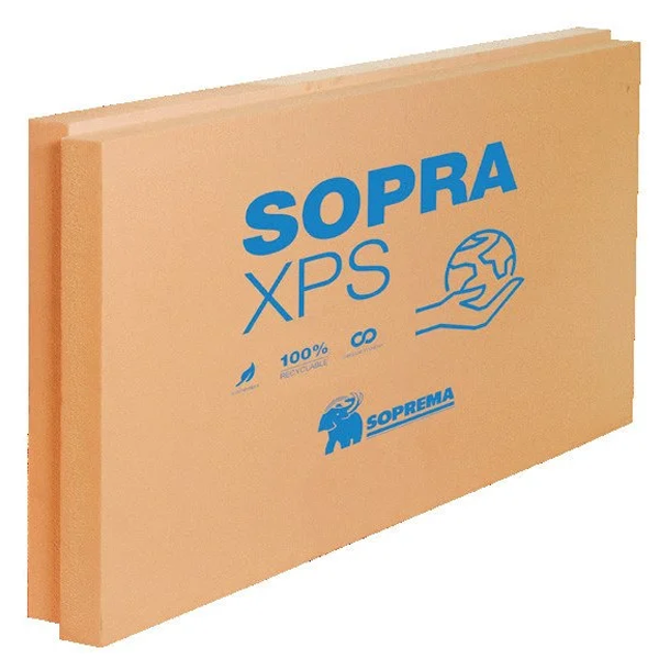Panneau isolant pour toitures-terrasses - Sopra XPS SL - R.1,2 m².K/W - 1,25 M x 0,6 M - ép.40 MM