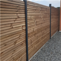 Lame de clôture Doubléo effet faux claire-voie en Sapin du Nord traitée Classe 3 marron - 44 x 130 mm - Long. 2,00 M