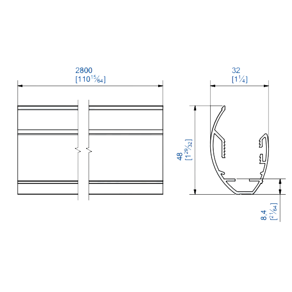 Set de 2 poignée 12-19 mm en aluminium anodisé de 2,8 m forme G avec équerre