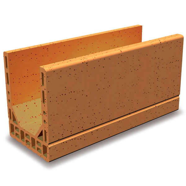 Brique linteau-chaînage rectifiée isolante Porotherm GF R20 - RC 80  - 500,0 MM x 200 MM x 299,0 MM