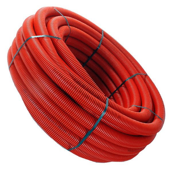 Gaine TPC 63,0 mm Rouge pour câble EDF - polyéthylène annelé/lisse - couronne de 15,00 m