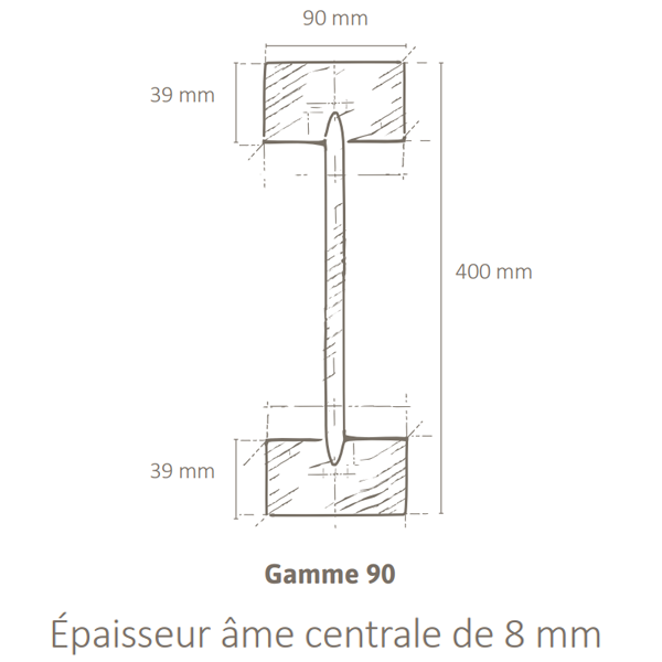 Poutre en I Inojoist pour mur plancher et charpente - bois non traité - 90 x 400 mm - longueur 9,00 M