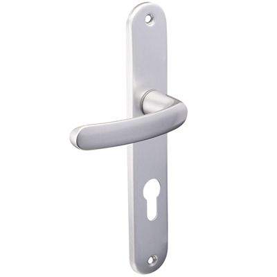 Ensemble poignée de porte à clé en I Vachette Budget - argent - entraxe fixation 165 mm - carré 7 mm