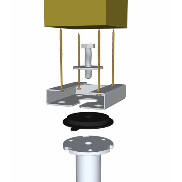 Connecteur Wood 140 pour poteau en bois vertical sur vis de fondation Weasyfix - acier galvanisé