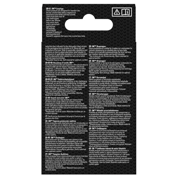 Bouchons d'oreilles réutilisables 3M - réduction du bruit 26 dB - 1 paire à cordelettes avec boîte de rangement