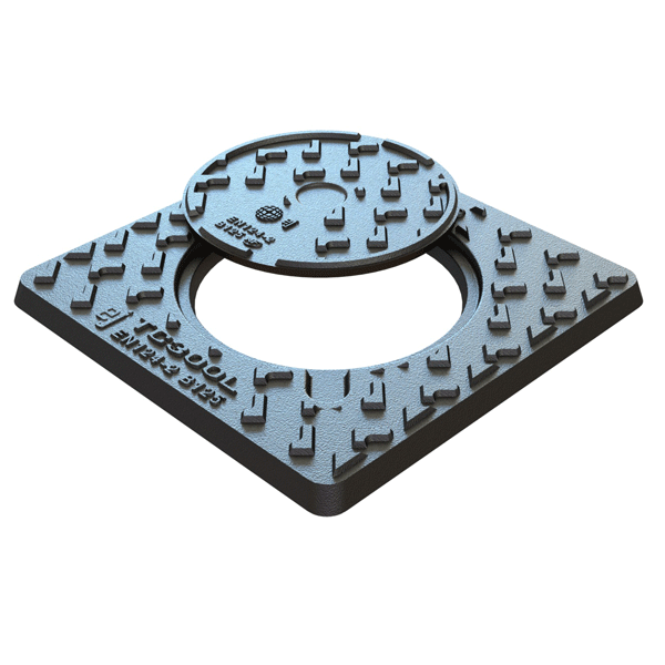 Regard de visite en fonte TC 600 L B125 pour boîte de branchement - 600,0 mm x 600,0 mm - Ouverture ⌀ 420,0 mm