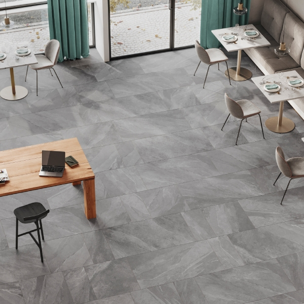 Carrelage effet pierre en grès cérame émaillé Grigio - Sols et murs intérieurs - Titano - 60 x 60 cm - ép. 9 mm