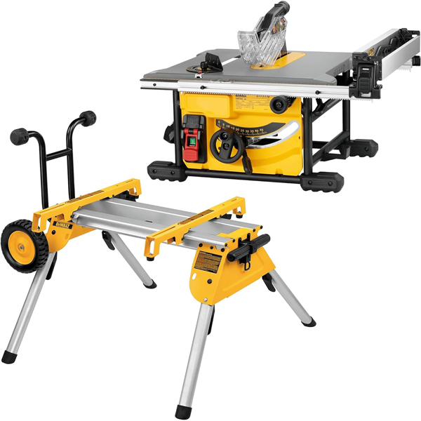Scie circulaire sur table Dewalt DWE7485RS-QS - lame 210 mm 1850W avec piètement à roulettes