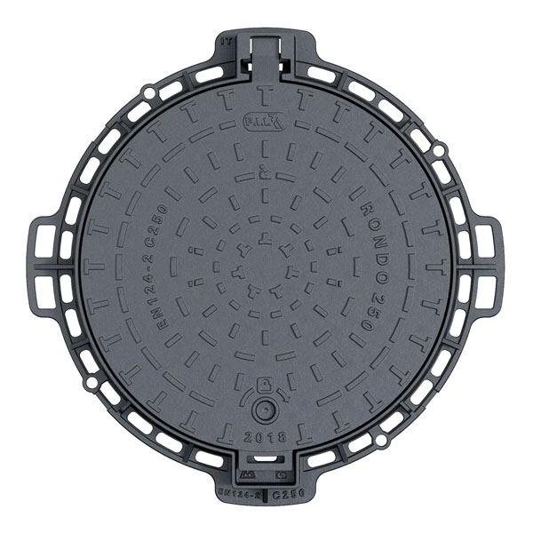 Regard de visite en fonte C250 Rondo - articulé et verrouillé - ∅850 mm passage utile ∅600 mm
