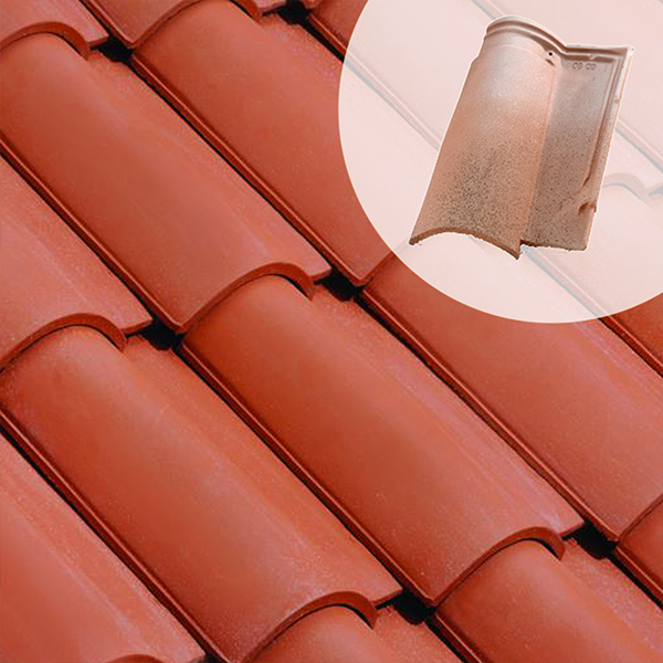 Tuile en terre cuite - Plein Sud Gélis - emboîtement grand moule fortement galbée - Rouge