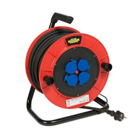 Enrouleur électrique avec disjoncteur thermique - 4 prises à clapet - Câble 25M 3G 2,5