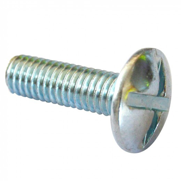 Vis poêlier à tête ronde large fendue en croix - acier zingué NFE 25129 - M6 x 80 mm - boîte de 100