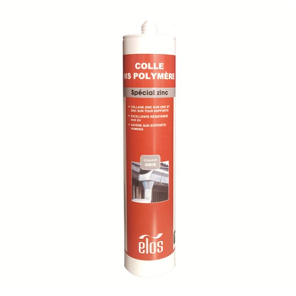 Mastic colle MS polymère spécial Zinc - Elos - cartouche 290 ml - couleur gris