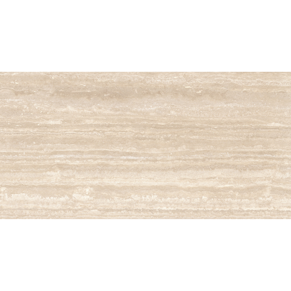 Carrelage effet pierre naturelle de travertin pour sol et mur R9 - Realstone Travertino Vein Beige rectifié - 150 x 75 cm - ép. 9 mm