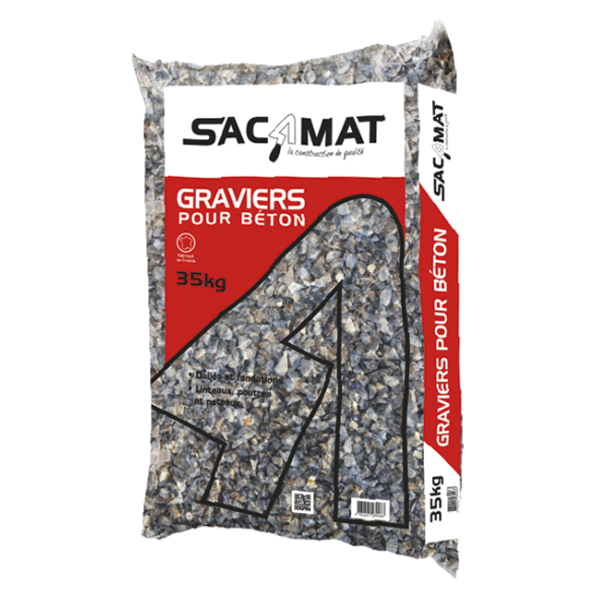 Gravier à béton Sacamat pour dalles et fondations - granulométrie 4 à 12,5 mm - sac de 35,0 KG