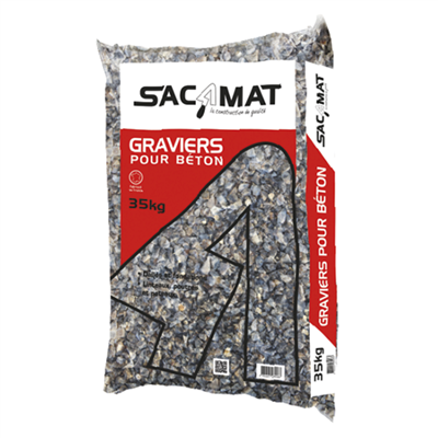 Gravier à béton Sacamat pour dalles et fondations - granulométrie 4 à 12,5 mm - sac de 35,0 KG