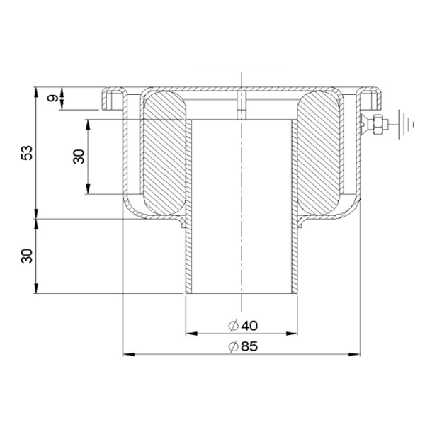Siphon de douche en inox - cloche avec garde d'eau de 30 mm - 100 x 100 mm - sortie verticale 40 mm
