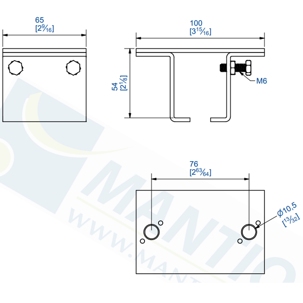 Manchon support de raccordement à fixer au plafond Mantion 5144M pour rail Sportub 5040