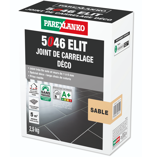 Joint de carrelage déco - 5046 Elit - sol et mur joints de 1 à 6 mm - Sable Sac de 2,5 KG