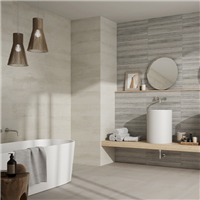 Décor faïence murale effet "béton" CINTAS - 20x60 cm