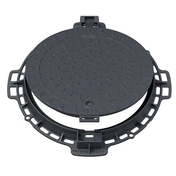 Regard de visite en fonte C250 Rondo - articulé et verrouillé - ∅850 mm passage utile ∅600 mm