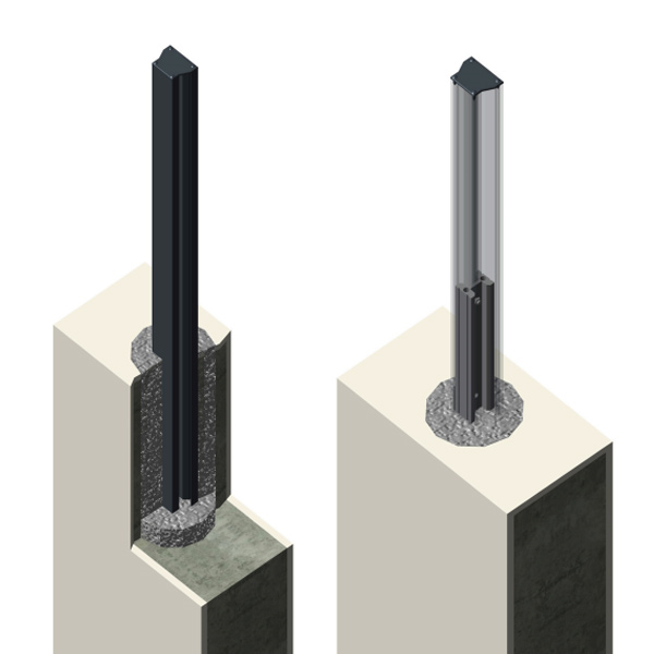 Renfort intérieur pour poteau de clôture Stronger en pose scellée - Longueur 700,0 MM