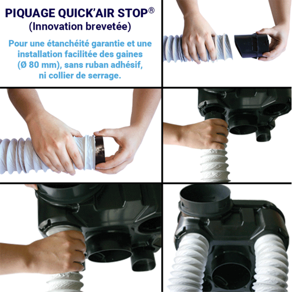 Ensemble VMC simple flux autoréglable styl'air QAI Autogyre avec détection d'humidité