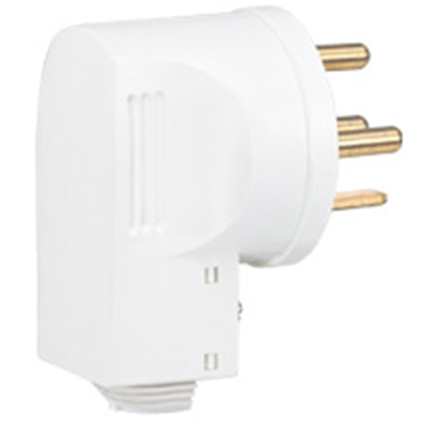 Fiche électrique mâle 3P + T 20A broche de 6mm, broche T de 8x3mm blanc
