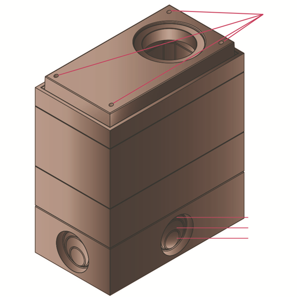 Elément de regard rectangulaire 1500x2500 - H300 - 1 échelon