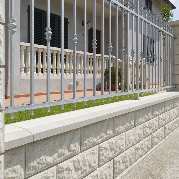 Chaperon de mur à 2 pentes avec partie centrale plate en béton pour platine - Blanc - 100,0 CM x 30,0 CM x 5,00 CM