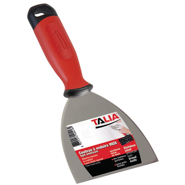 Couteau à enduire en Inox type américain Taliaplast avec manche bi-matière - largeur 8,0 CM