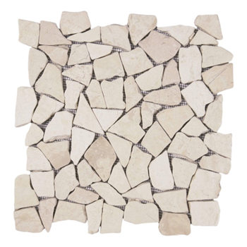 Plaque de mosaïque en marbre paladiane sur filet polyéthylène - 30,0 CM x 30,0 CM - ép. 9,00 MM - Blanc