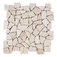 Plaque de mosaïque en marbre paladiane sur filet polyéthylène - 30,0 CM x 30,0 CM - ép. 9,00 MM - Blanc