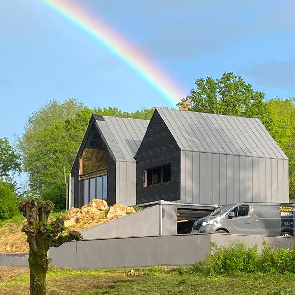 Tôle bac acier 0,60 MM prélaqué aspect joint debout Clipeo Bacacier - 450 MM x 1000,0 MM - Azuro