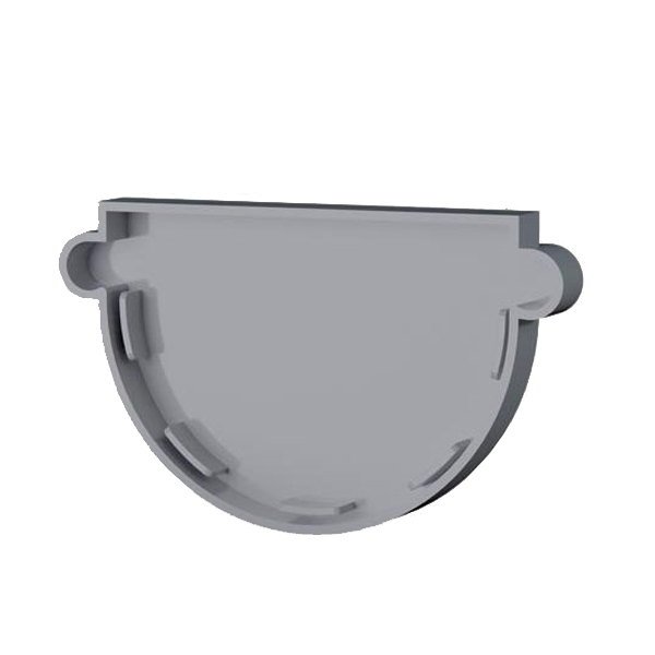 Fond de gouttière MEP 25FGU pour gouttière demi-ronde GD25 de développé de 250 mm - PVC Gris