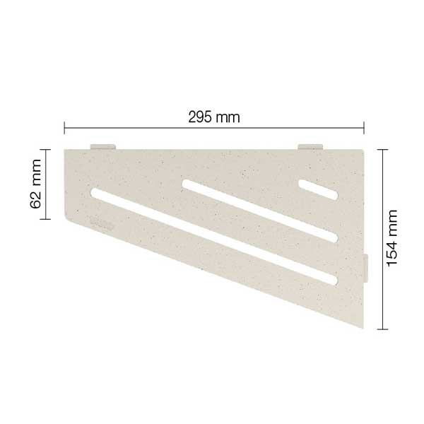 Étagère murale pour salle de bain en aluminium - tablette d'angle - Design Wave - 29,5 x 15 cm - ép. 4 mm - Ivoire finition structurée Mat