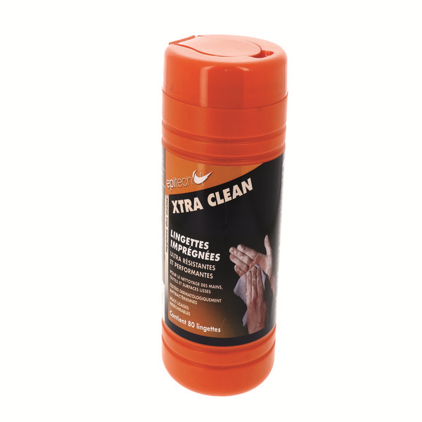 Lingette nettoyante pour mains surfaces et outils à l'Aloé Vera - Xtra'Clean - Boîte de 80 lingettes imprégnées