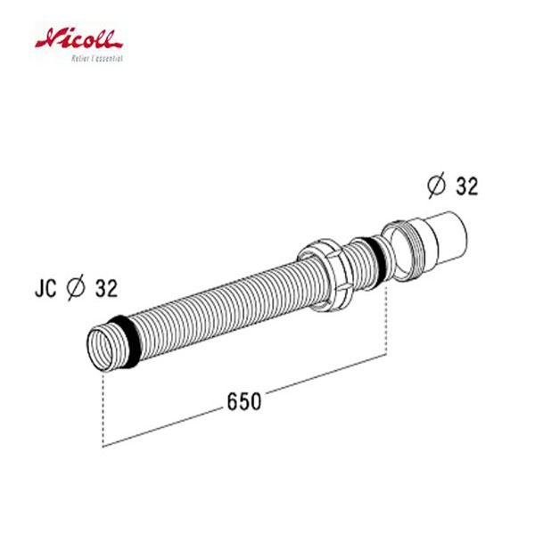 Raccord flexible pour lavabo Vidhooflex Nicoll diamètre 40 mm longueur 65 cm