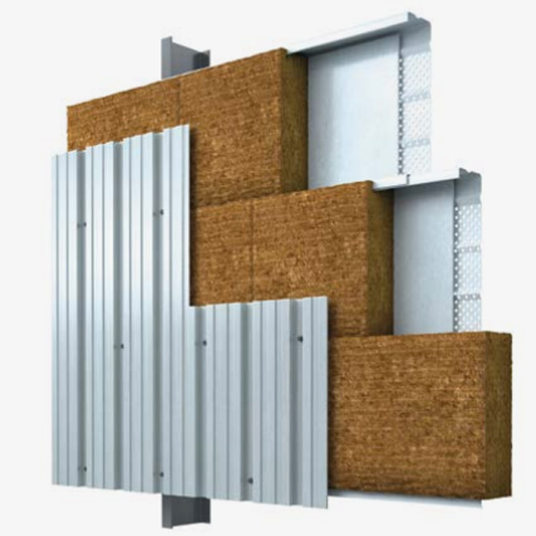 Panneau isolant en laine de roche pour bardage métallique double peau - Rockbardage Nu LC - R= 3,30 m².K/W - 1,35 M x 0,45 M - ép. 110 MM