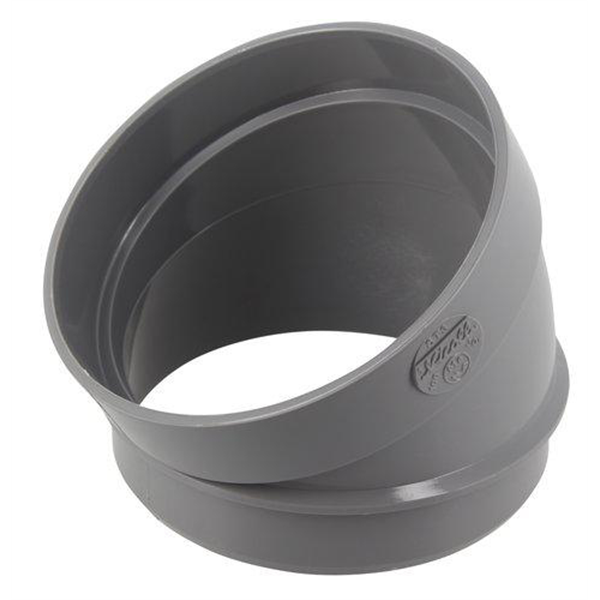 Secteur de coude 30° à coller pour évacuation d'eau - Mâle / Femelle - Ø 100 mm - PVC - Gris
